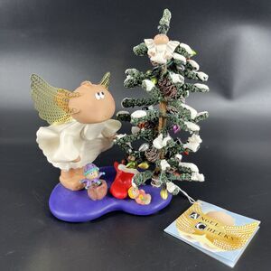 Vintage Kirk's Kritters Angel Cheeks Christmas Angel Figurine w/ Base Tree